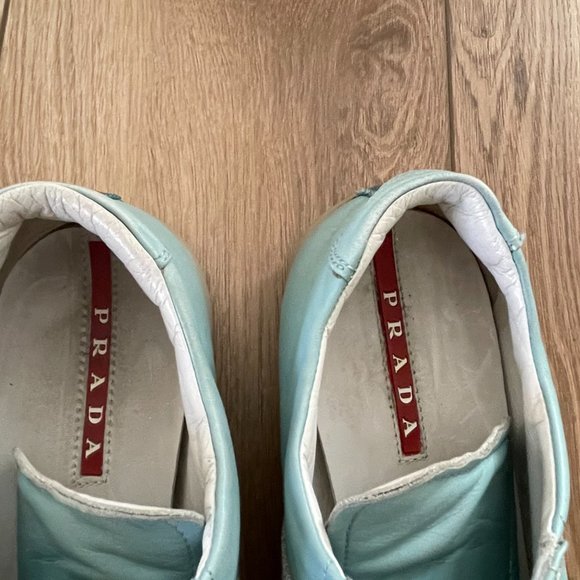Vintage Prada Women's Slip On Leather Loafers Sky Blue Size 35.5 EU or 5 US - Picture 7 of 10
